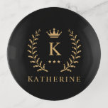 Customise Name & Initial Black White Gold Monogram Trinket Trays<br><div class="desc">Introducing our Customise Name & Initial Black White Gold Monogram collection – a bespoke fusion of sophistication and personalisation. Tailored for those who appreciate unique details, this collection allows you to add your name and initials to a timeless black and white palette, elegantly accented with gold monogramming. Whether you're looking...</div>