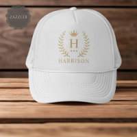 Customise Name & Initial Black White Gold Monogram