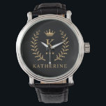 Customise Name & Initial Black White Gold Monogram Watch<br><div class="desc">Introducing our Customise Name & Initial Black White Gold Monogram collection – a bespoke fusion of sophistication and personalisation. Tailored for those who appreciate unique details, this collection allows you to add your name and initials to a timeless black and white palette, elegantly accented with gold monogramming. Whether you're looking...</div>