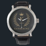 Customise Name & Initial Black White Gold Monogram Watch<br><div class="desc">Introducing our Customise Name & Initial Black White Gold Monogram collection – a bespoke fusion of sophistication and personalisation. Tailored for those who appreciate unique details, this collection allows you to add your name and initials to a timeless black and white palette, elegantly accented with gold monogramming. Whether you're looking...</div>