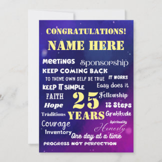 Customise Name/Milestone 12 Step Recovery Card