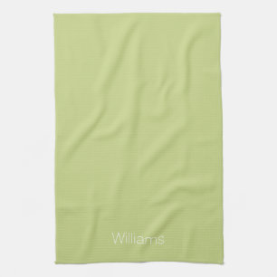 Customise name minimalist avocado green white tea towel