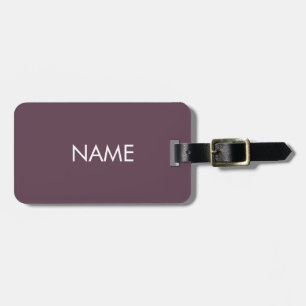 Customise name minimalist eggplant grape white luggage tag