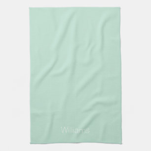 Customise name minimalist seafoam green white tea towel