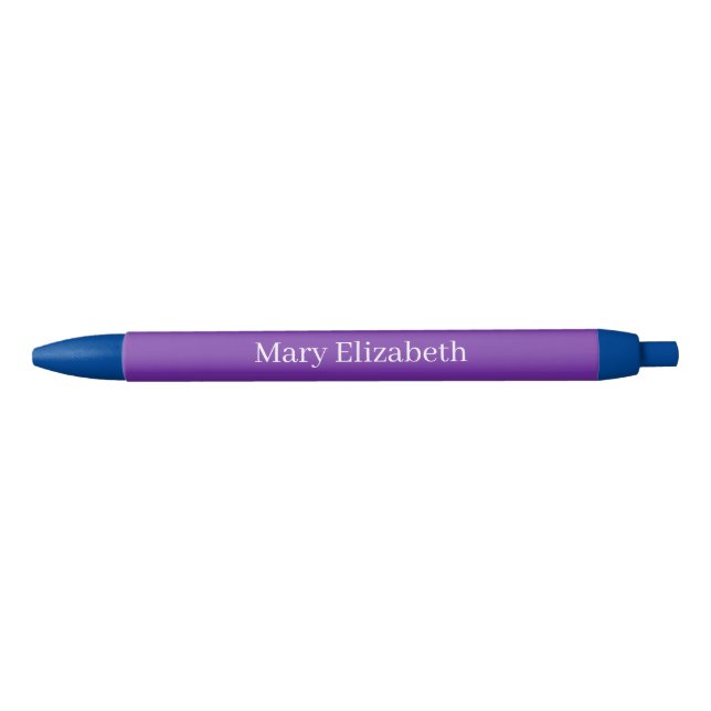 Customise name or initials Purple  Black Ink Pen (Front)