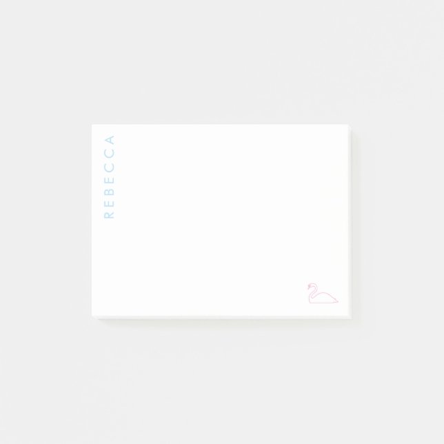 Customise Name Pale Blue, Swan Pale Pink, Ver 2 Post-it Notes (Front)