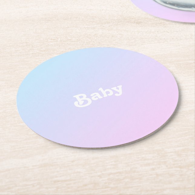 Customise Name photo Baby Shower, birthday Round Paper Coaster (Angled)
