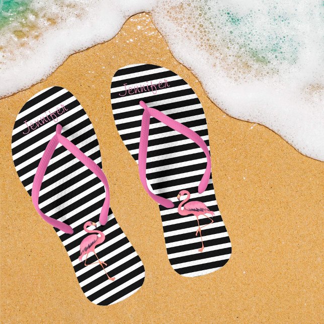 Customise Name Pink Flamingo Flip Flops (Customized Pink Flamingo Flip Flops)