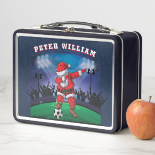 Customise Name Santa Christmas Soccer  Metal Lunch Box