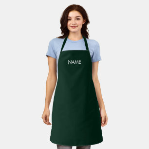 Customise name text minimalist dark pine green apron