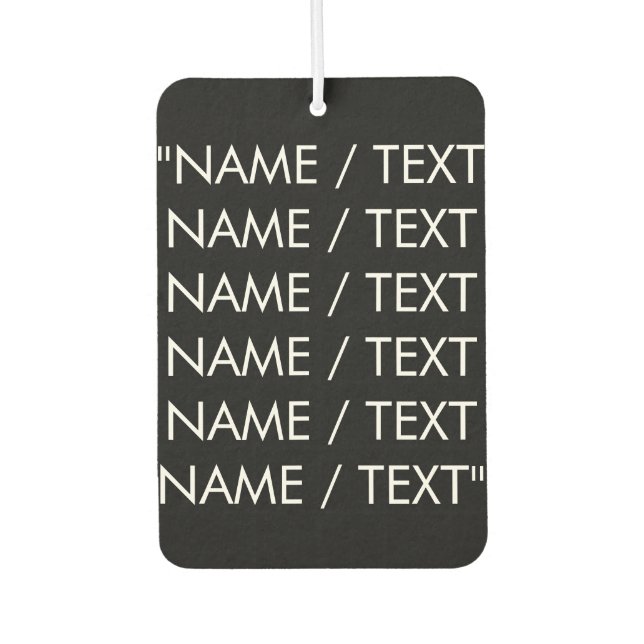 Customise Name text minimalist elegant black white Car Air Freshener (Front)