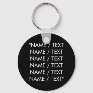 Customise Name text minimalist elegant black white Key Ring