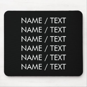 Customise Name text minimalist elegant black white Mouse Mat