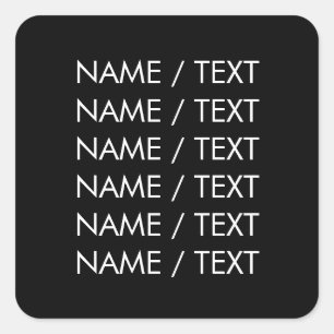 Customise Name text minimalist elegant black white Square Sticker