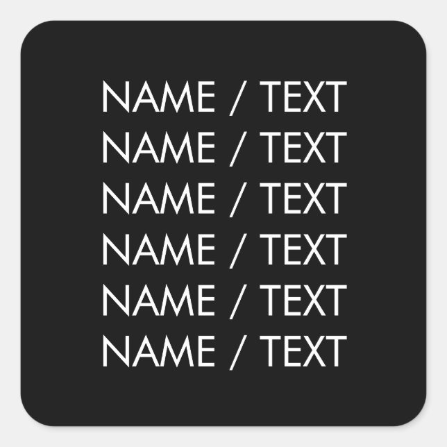 Customise Name text minimalist elegant black white Square Sticker (Front)