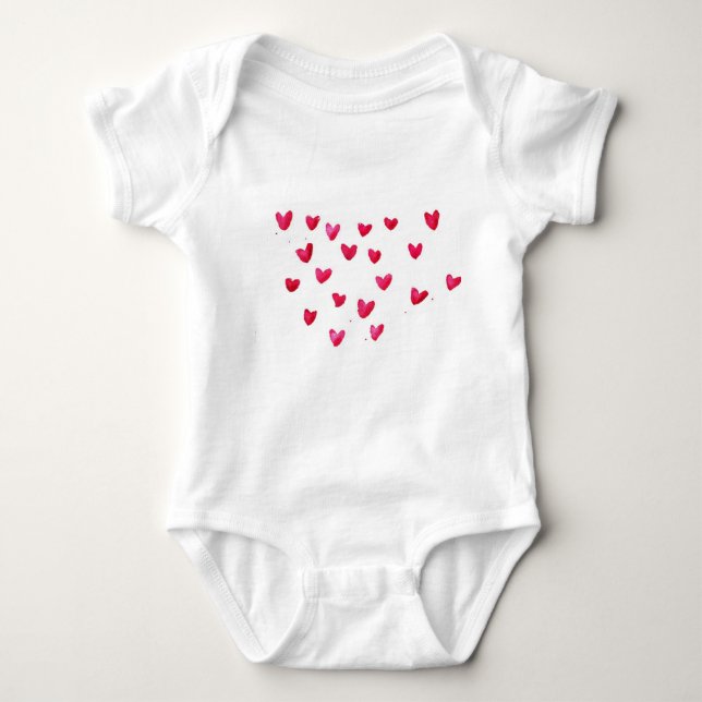 Customise Name with joyful hearts Baby Bodysuit (Front)
