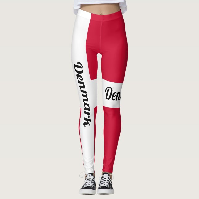 Customise National Denmark Flag Leggings (Front)