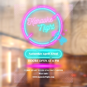 Customise Neon Karaoke Night Large Window Cling