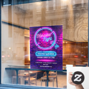 Customise Neon Karaoke Night Large Window Cling