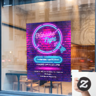Customise Neon Karaoke Night Large  Window Cling