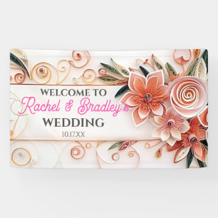 Customise Neutral Floral Wedding Modern Frame Banner