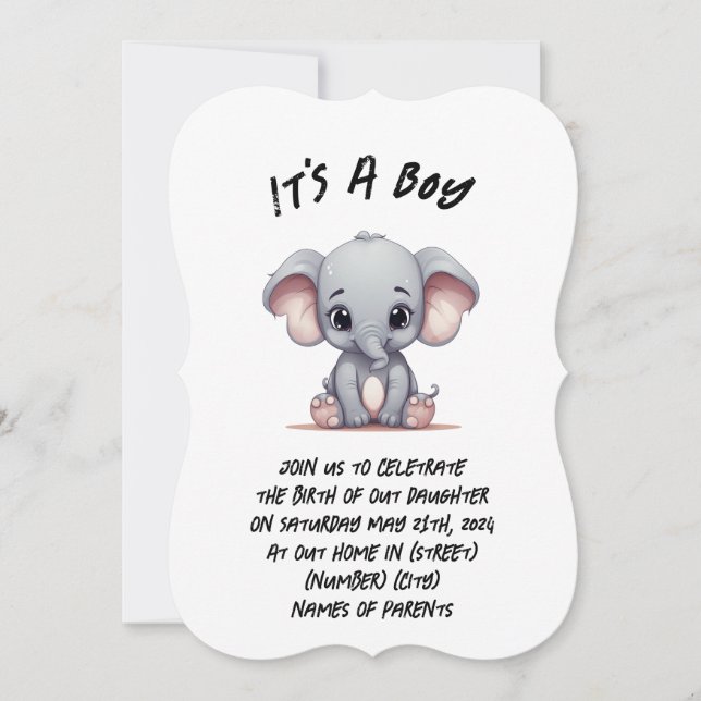 customise newborn birth announcement cards (Front)
