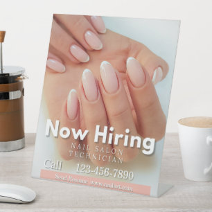 Customise Now Hiring Nail Salon Technician Pink Pedestal Sign