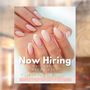 Customise Now Hiring Nail Salon Technician Pink Window Cling