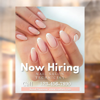 Customise Now Hiring Nail Salon Technician Pink Window Cling