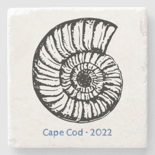 Customise Ocean Shell Line Art Sand Stone Coaster
