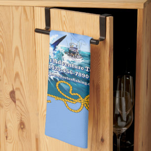 Customise Ocean Sports Fishing Charter Boat Busine Tea Towel