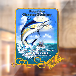 Customise Ocean Sports Fishing Charter Boat Busine Window Cling