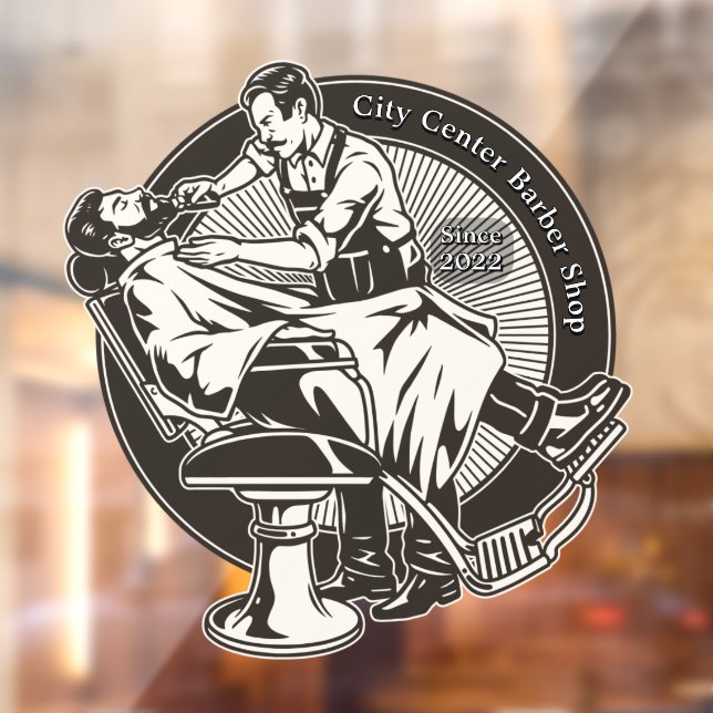 Customise Old Fashioned Barber Shop Large Promo Window Cling (Sheet 2)