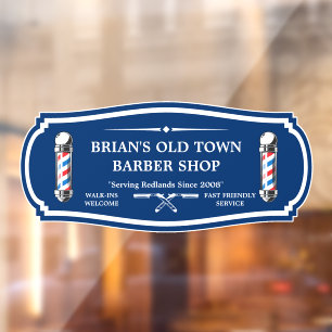 Customise Old Fashioned Barbershop Poles Front Window Cling