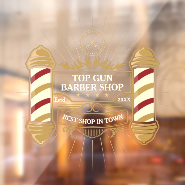 Customise Old School Gold Barber Poles  Window Cling (Sheet 2)