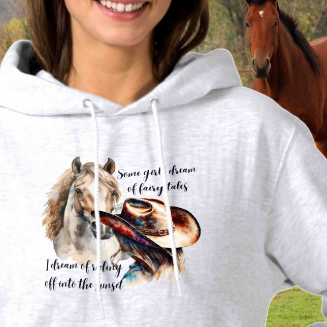 Customise on Back Horse Lover Cowgirl Hoodie (Creator Uploaded)