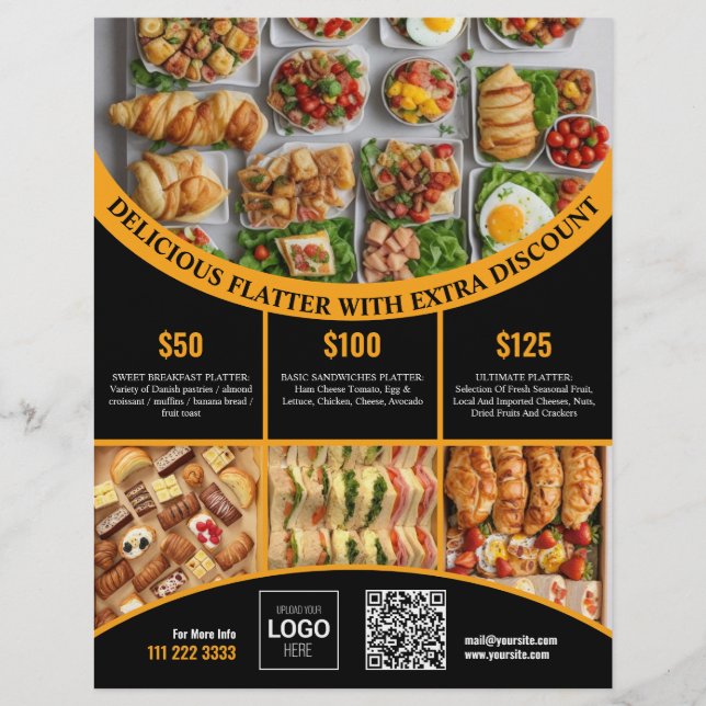 Customise online this Elegant Food Menu & Price (Front)