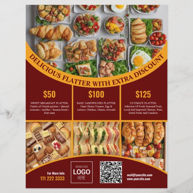 Customise online this Elegant Food Menu & Price (Front)