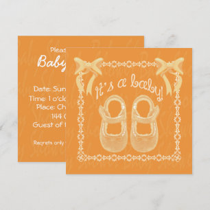 Customise Orange unisex baby shower invitation