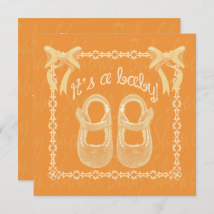 Customise Orange unisex baby shower invitation