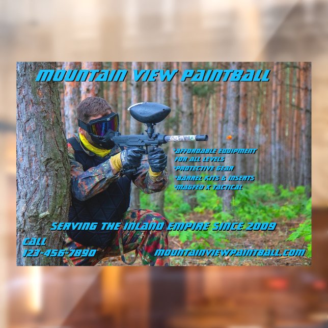 Customise Paintball Shop Gear Front  Window Cling (Sheet 2)