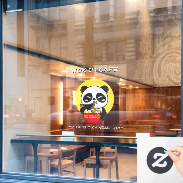 Customise Panda Bear Noodles Chinese Restaurant  Window Cling (Cafe Window)