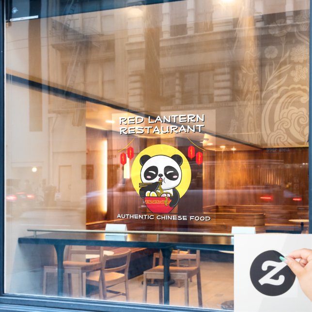 Customise Panda Bear Noodles Chinese Restaurant  Window Cling (Cafe Window)