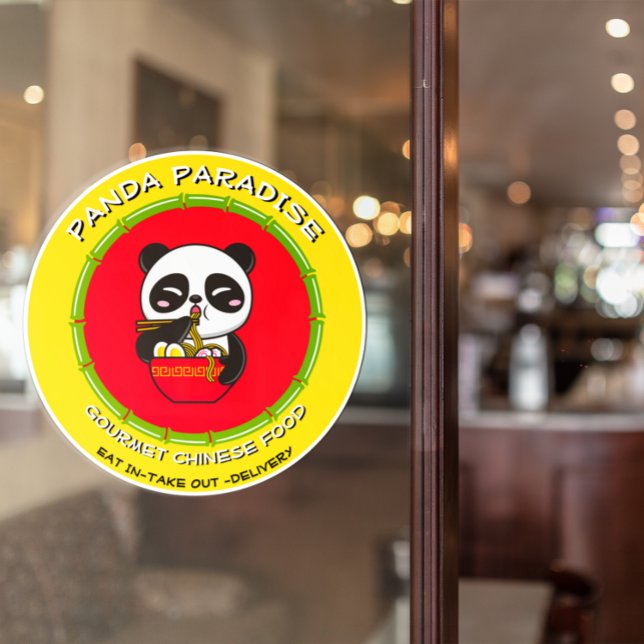 Customise Panda Bear Noodles Chinese Restaurant  Window Cling (Creator Uploaded)