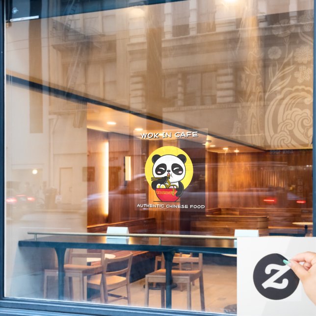 Customise Panda Bear Noodles Chinese Restaurant  Window Cling (Cafe Window)