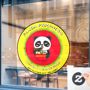 Customise Panda Bear Noodles Chinese Restaurant  Window Cling