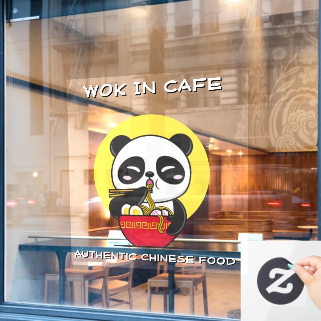 Customise Panda Bear Noodles Chinese Restaurant  Window Cling (Cafe Window)