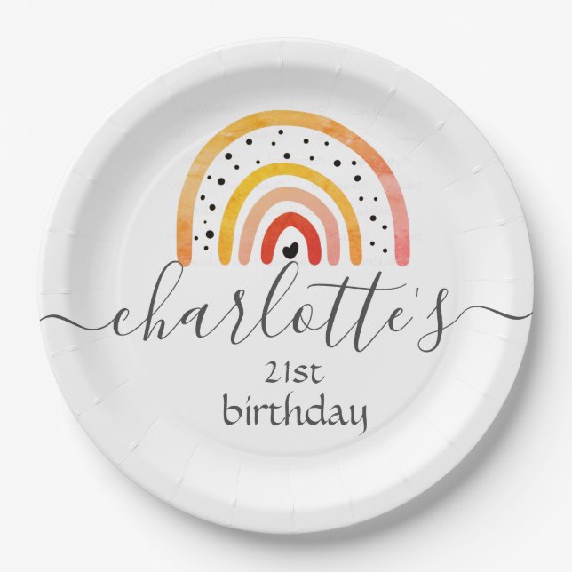Customise Paper Plates - Rainbow Blood Orange (Front)