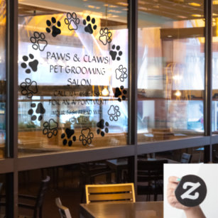 Customise Paws Claws Pet Grooming Front  Window Cling