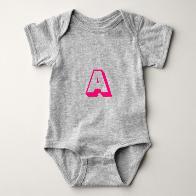 Customise, personalise alphabet initial monogram baby bodysuit (Front)